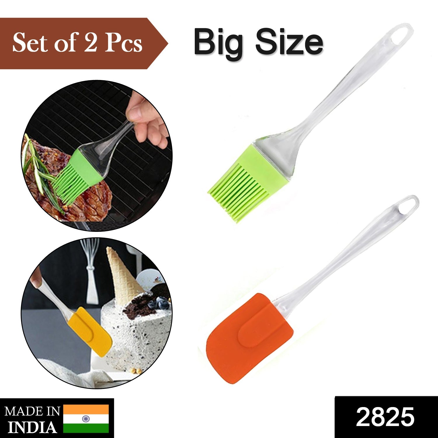 2825 2 in 1 Combo of Big Brush & Spatula Set for Pastry, Cake Mixer, Decorating, Cooking, Baking, Grilling Tandoor | Bakeware Combo | Kitchen Tool Set DeoDap 2825 2 in 1 Combo of Big Brush & Spatula Set for Pastry, Cake Mixer, Decorating, Cooking, Baking, Grilling Tandoor | Bakeware Combo | Kitchen Tool Set DeoDap